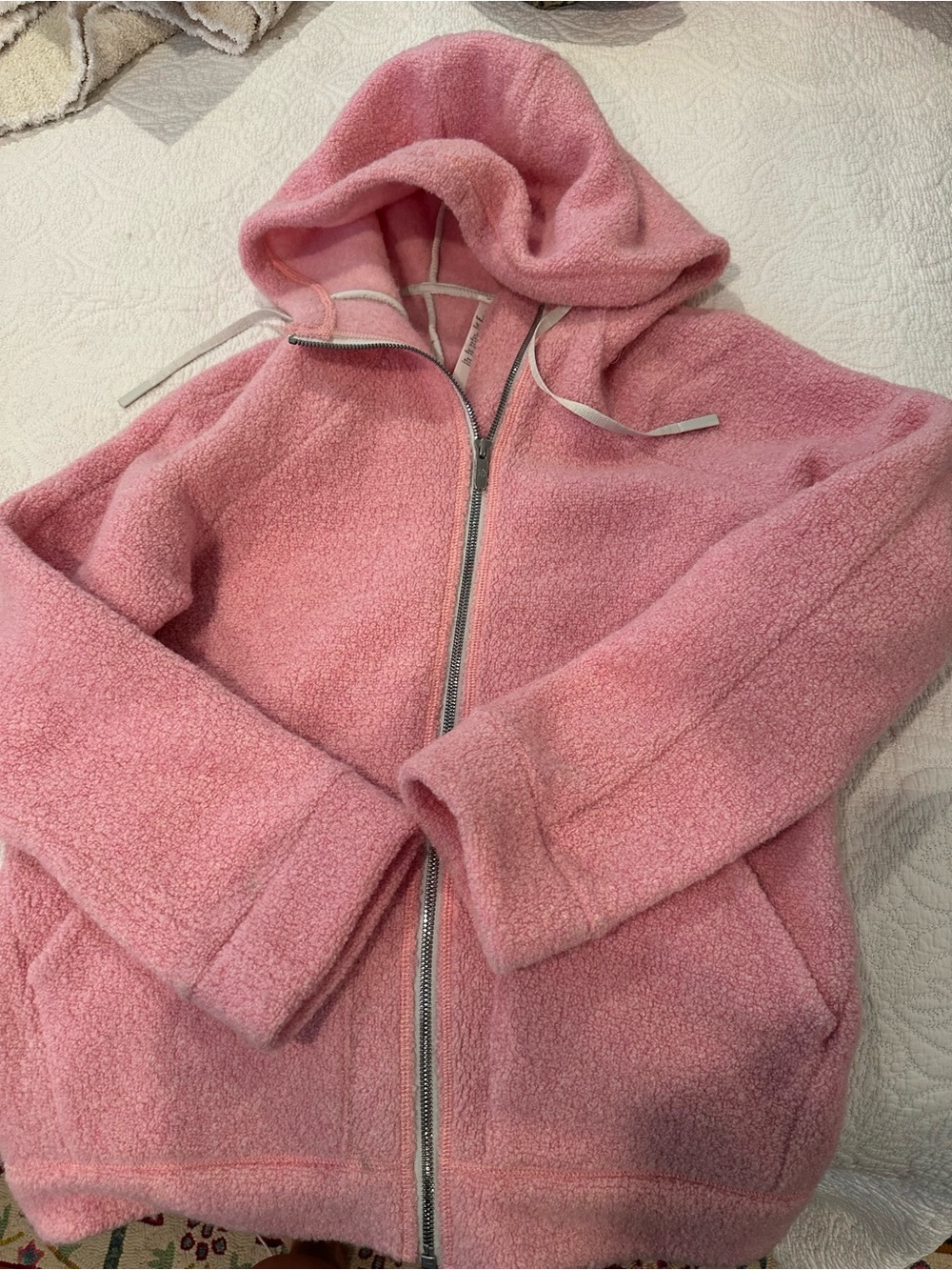 lululemon athletica Pink Hooded Teddy Fleece Wool Jacket